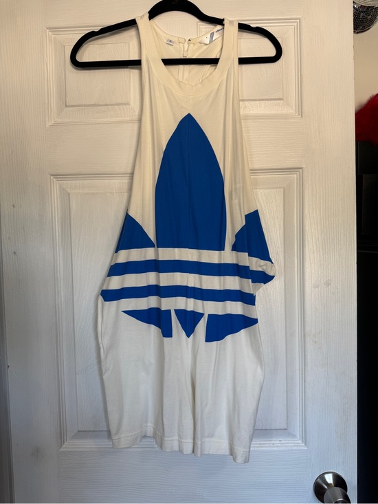 adidas Tops - ADIDAS Re_Worked Blue + White Romper